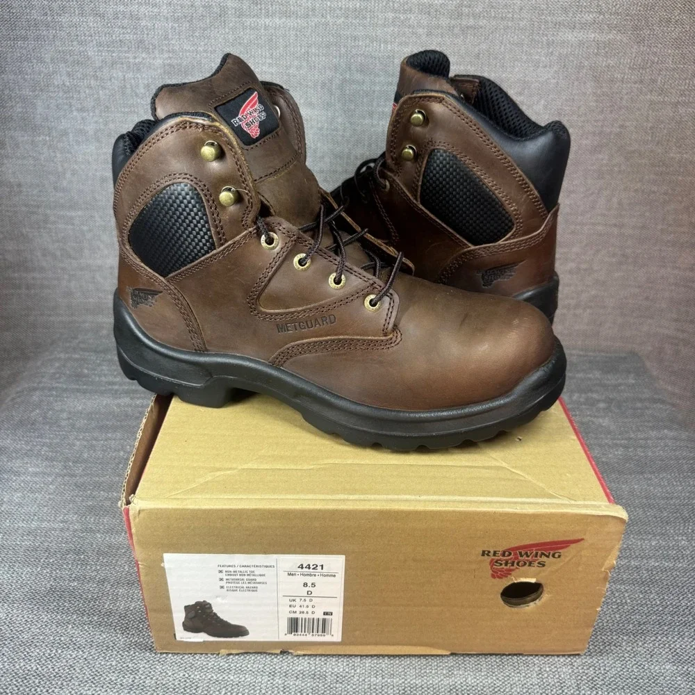 Red Wing FlexBond 6-inch Non Metallic Safety Toe Metguard Work Boots 8.5 D 4421